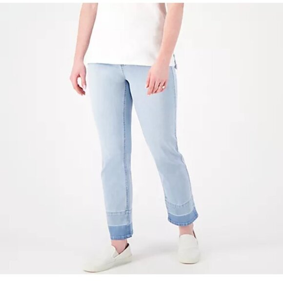 Isaac Mizrahi Live! Women ~ Pants Jeans Denim 12 Light Indigo Blue Ankle A572782 - Picture 1 of 7